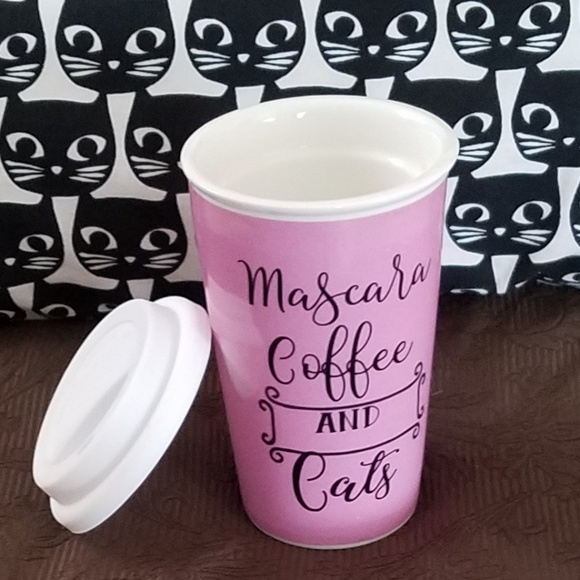 Mascara, Coffee, Cats Coffee/Tea Travel MugTumbler - Picture 3 of 7